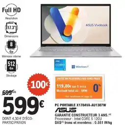E.Leclerc ASUS Pc portable x1704va-au1307w offre