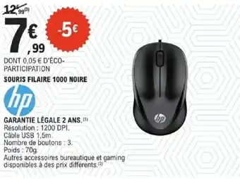 HP Souris filaire 1000 noire