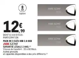 E.Leclerc HIKSEMI Pack de 3 clés usb 2.0 8gb offre