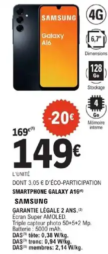 E.Leclerc SAMSUNG Smartphone galaxy a16 offre