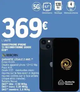 E.Leclerc REBORN Smartphone iphone 13 reconditionné grade éco(4) offre