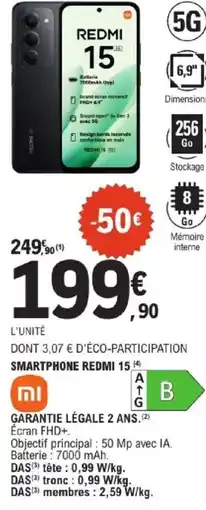E.Leclerc REDMI 15 Smartphone offre
