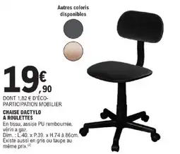 E.Leclerc Chaise dactylo a roulettes offre