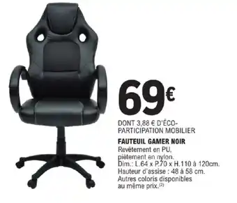 Fauteuil gamer noir