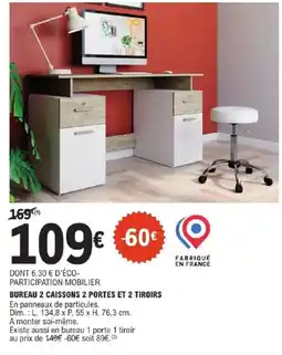E.Leclerc Bureau 2 caissons 2 portes et 2 tiroirs offre
