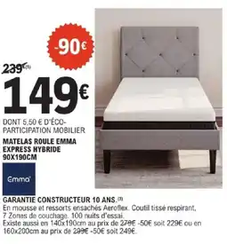 E.Leclerc Matelas roule emma express hybride offre