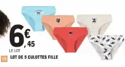 E.Leclerc Lot de 5 culottes fille offre