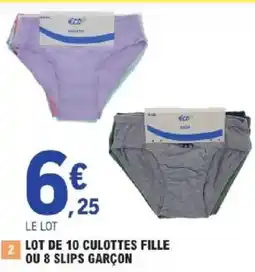 E.Leclerc Lot de 10 culottes fille ou 8 slips garçon offre