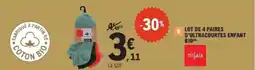 E.Leclerc TISSAIA Lot de 4 paires d'ultracourtes enfant bio offre