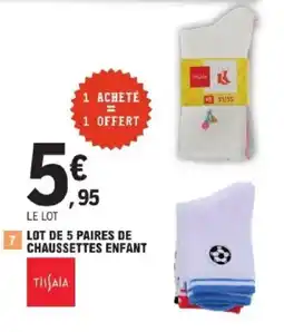 E.Leclerc TISSAIA Lot de 5 paires de chaussettes enfant offre
