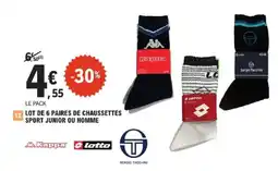 E.Leclerc Lot de 6 paires de chaussettes sport junior ou homme offre