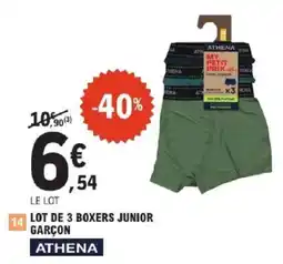 E.Leclerc ATHENA Lot de 3 boxers junior garçon offre