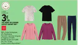 E.Leclerc TISSAIA Tee-shirt ou legging cotelé enfant bio offre