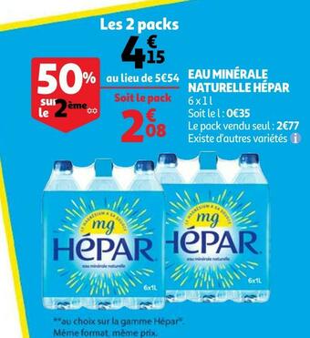 Auchan Hépar eau minérale naturelle offre