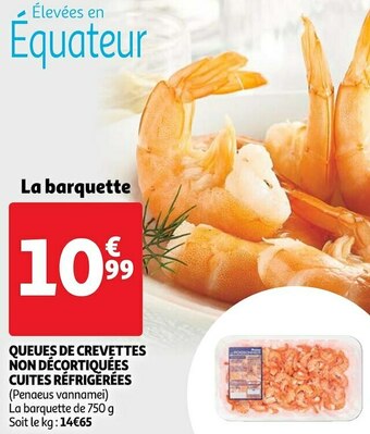 Auchan Queues de crevettes non décortiquées cuites réfrigérées offre