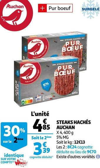 Auchan Auchan steaks hachés offre