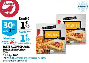 Auchan Auchan tarte aux fromages surgelée offre
