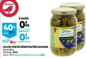 Auchan Auchan olives vertes dénoyautées offre