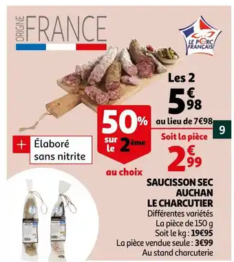 Auchan Auchan le charcutier saucisson sec offre