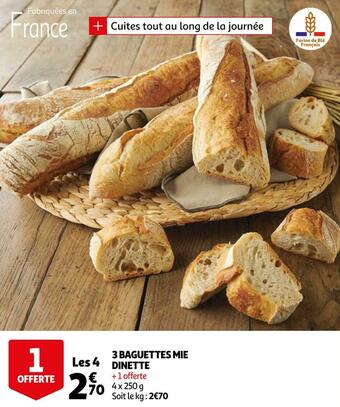 Auchan 3 baguettes mie dinette offre