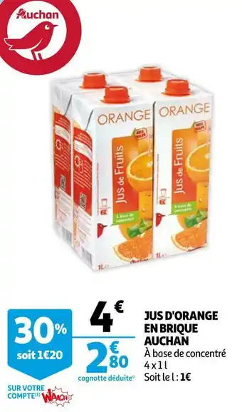 Auchan Auchan jus d'orange en brique offre