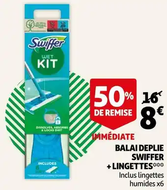 Auchan Swiffer balai deplie + lingettes offre