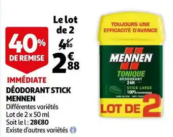 Auchan Mennen déodorant stick offre
