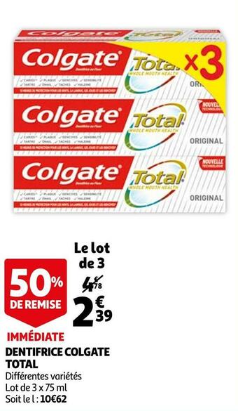 Auchan Colgate dentifrice total offre