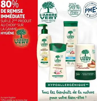 Auchan L'arbre vert bon plan sur la gamme hygiène de la marque l'arbre vert offre