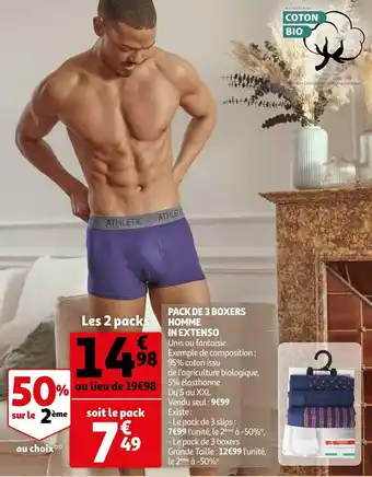 Auchan In extenso pack de 3 boxers homme offre