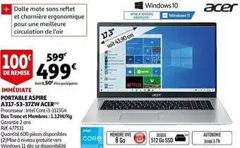 Auchan Acer portable aspire a317-53-37zw offre