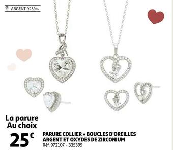 Auchan Parure collier + boucles d'oreilles argent et oxydes de zirconium offre