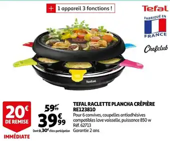Auchan Tefal raclette plancha crêpière re123810 offre