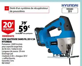 Auchan Hyundai scie sauteuse sans fil 20 v 2a offre