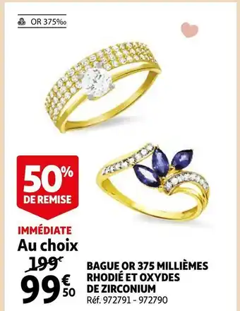 Auchan Bague or 375 millièmes rhodié et oxydes de zirconium offre