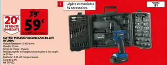 Auchan Hyundai coffret perceuse visseuse sans fil 18 v offre