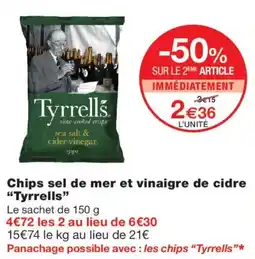 Monoprix Tyrrells Chips sel de mer et vinaigre de cidre offre
