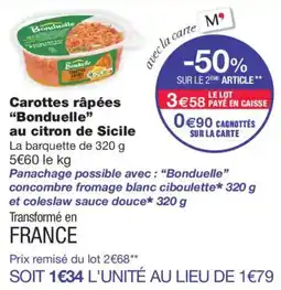 Monoprix Bonduelle Carottes râpées offre