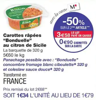 Monoprix Bonduelle Carottes râpées offre