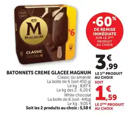Bi1 MAGNUM BATONNETS CREME GLACEE offre