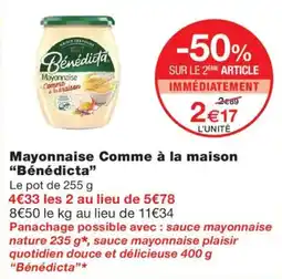 Monoprix Bénédictra Mayonnaise Comme à la maison offre