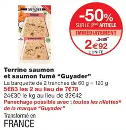 Monoprix Guyader Terrine saumon et saumon fumé offre