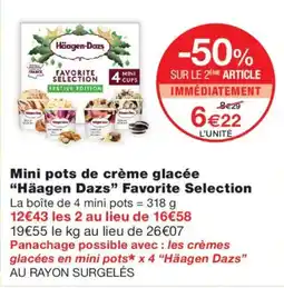 Monoprix Häagen Dazs Mini pots de crème glacée offre