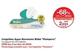 Monoprix Pampers Lingettes Aqua Harmonie Bébé offre