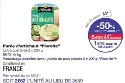 Monoprix Florette Purée d'artichauts offre