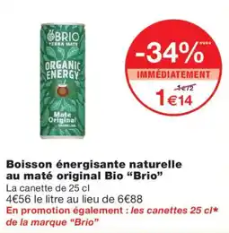 Monoprix Brio Boisson énergisante naturelle au maté original Bio offre