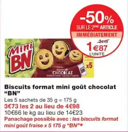 Monoprix BN Biscuits format mini goût chocolat offre