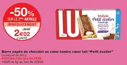 Monoprix LU petit ecolier Barre napée de chocolat au coeur tendre coeur lait offre