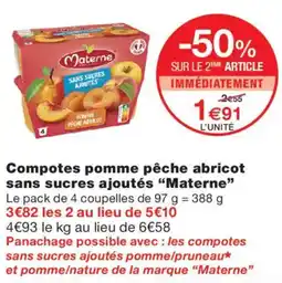Monoprix Materne Compotes pomme pêche abricot offre