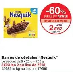Monoprix Nesquik Barres de céréales offre